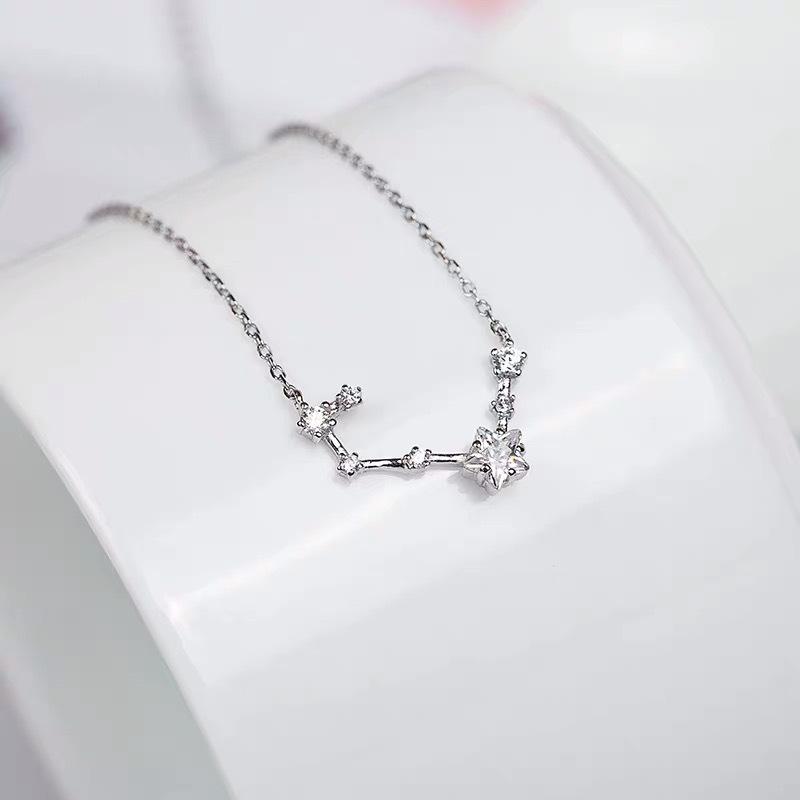 Beixi S925 Sterling Silver Constellation Necklace - Shiny Galaxy Symbol Clavicle Chain