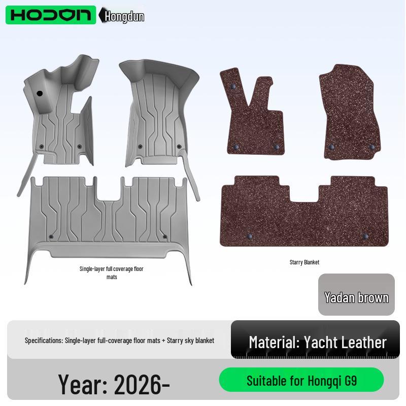 Custom Floor Mats for Hongqi G9 2026: Full Coverage Car Interior Carpet for Five-Six Seaters