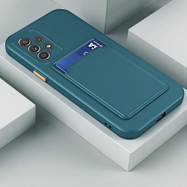 Liquid Silicone Card Holder Case For Samsung Galaxy A54 A53 A34 A14 A73 A33 A23 A13 A72 A52 A32 A22 A12 A91 A71 Shockproof Cover