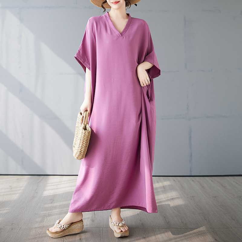 Summer Color Retro Long Skirt Cotton Linen Dress
