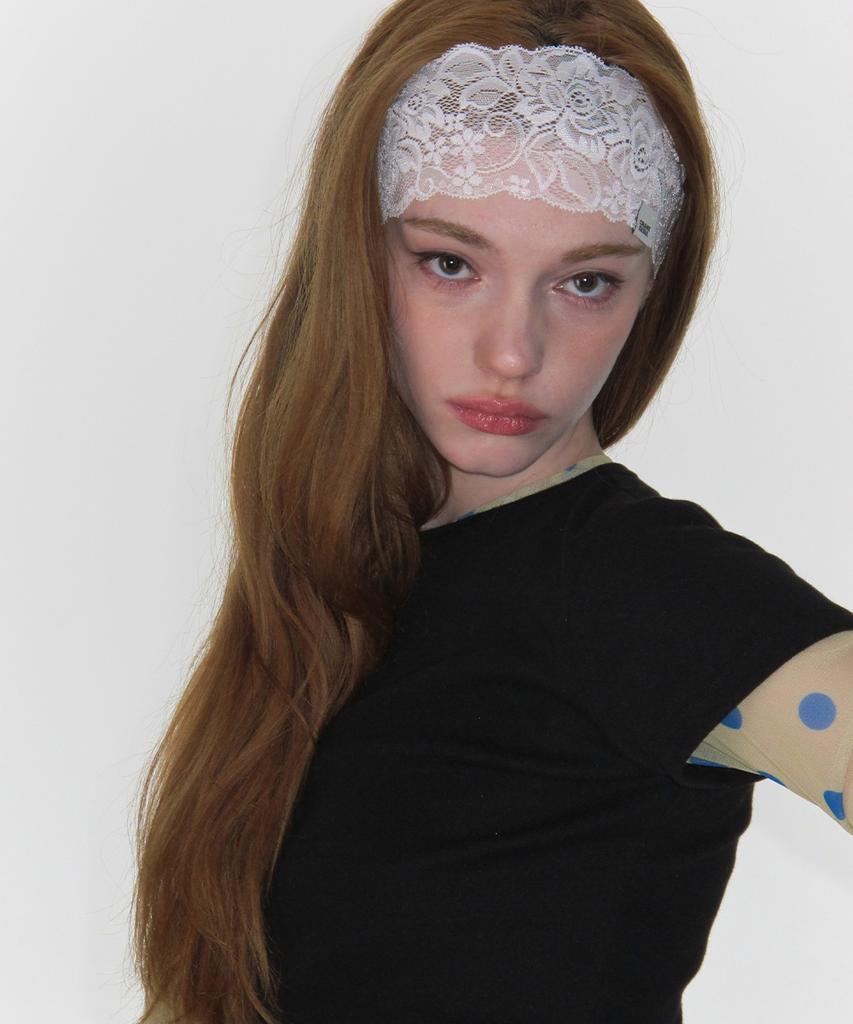 CRANK Lace Veil Hairband_White