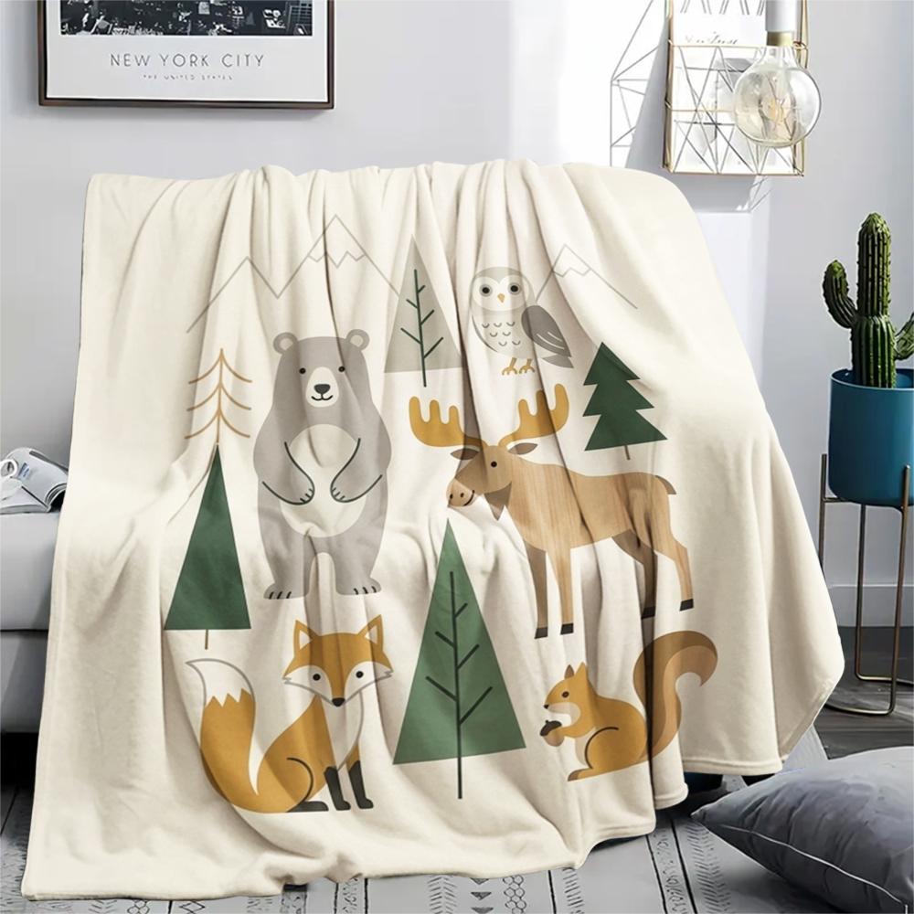 1Pc Cute Nordic Style Print Flannel Blanket, High quality Comfortable for All Seasons, Home Decor, Warmth and Comfort, Perfect for Christmas Gifts W24
