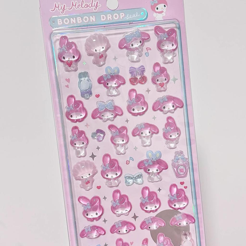 Hello Kitty 3D Stickers Anime Student Cinnamoroll Melody Cartoon Phone Relief Stickers Furniture Decoration Women Accessories