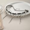 Sweet And Cool Tassel Rivet Beaded Splicing Collar Female Star Leather Tassel Necklace Niche Personality High-End Necklace