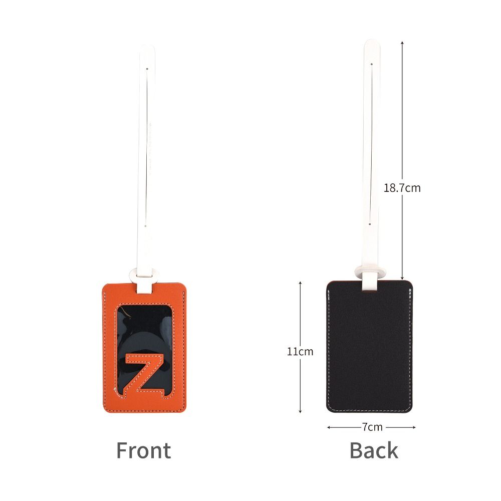 Solid Color 26 Letter Name Luggage Tag PU Alphabet Card Holder Airplane Suitcase Tag Women