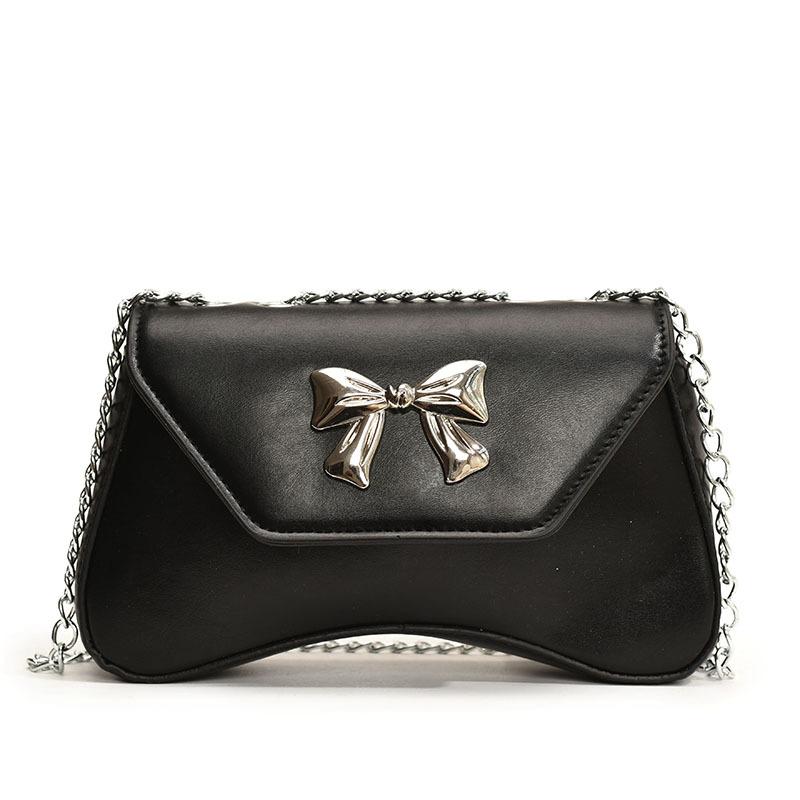 

Модная корейская версия сумки с бантом 2024 года, новая универсальная сумка-мессенджер через плечо, простая, маленькая квадратная сумка чёрный