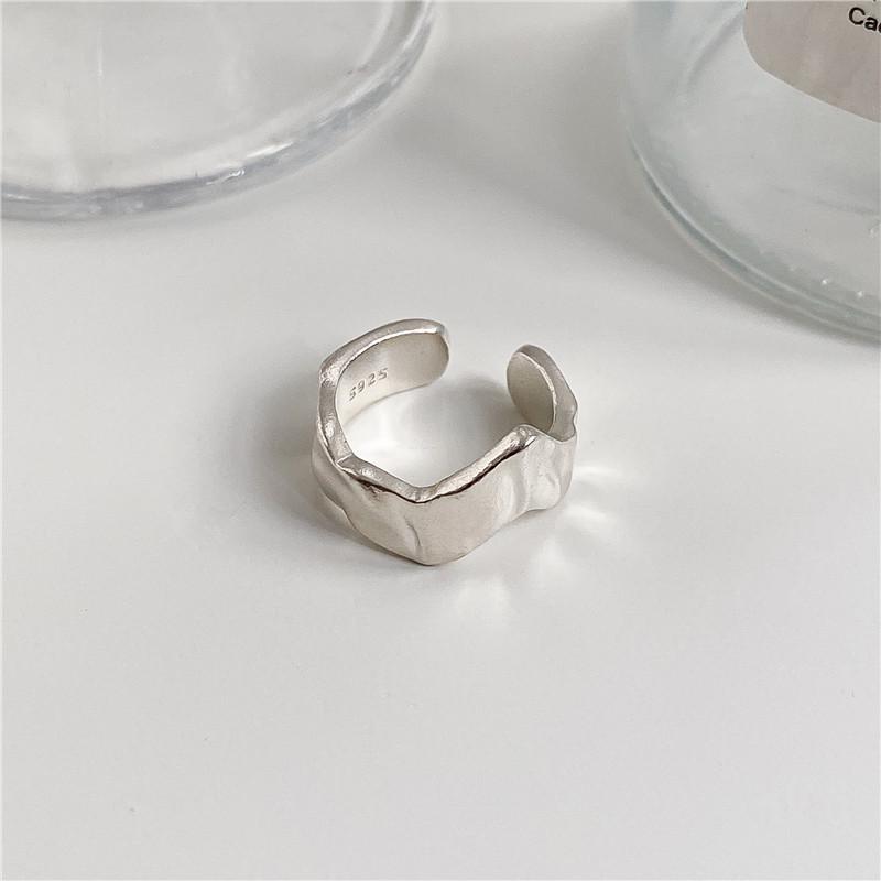 S925 Sterling Silver Wave Texture Ring - Women's Simple Retro Jewelry