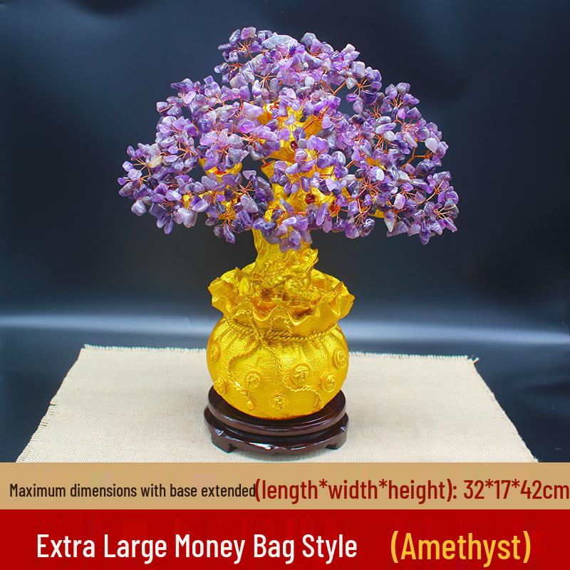 Amethyst Money Tree Ornament: Purple Wealth-Attracting Home Decor Gift