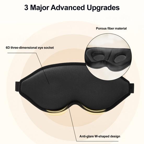 3D Contoured Sleep Mask Breathable Eye Cover with Zero Pressure Design Ultimate Light-blocking Deep Sleep Eye Mask for Daytime Naps And Travel