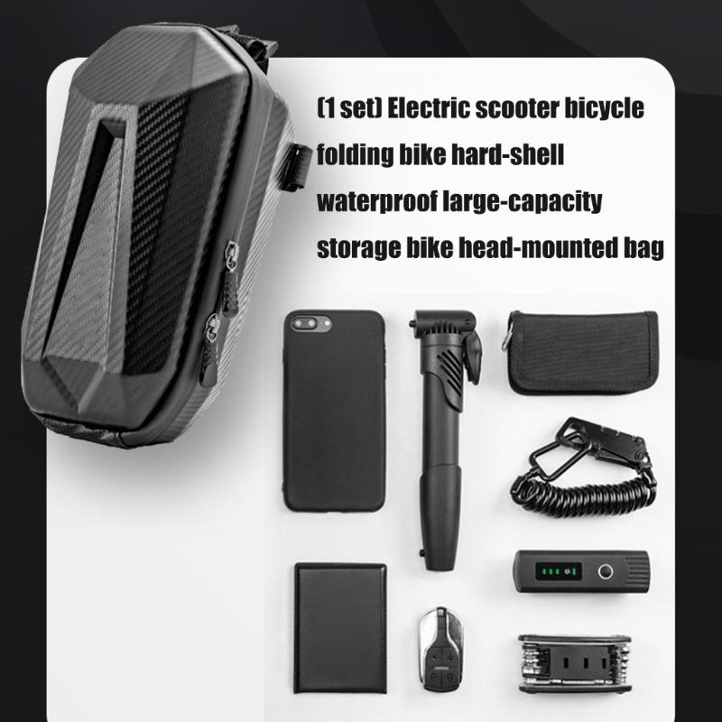 High Capacity Hard Case Waterproofed Handlebars Bag For Electric Scooters Bikes Folding Cycles Secure Storage