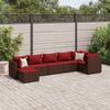 VidaXL Garden Furniture Set with Cushions 7 Pcs Brown Wicker, Outdoor Sofa Set, Garden Corner Sofa, 3308229