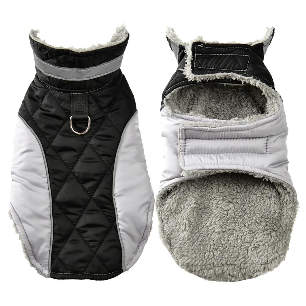 Fleece Warm Dog Clothes With D-ring Thicken Reflective Pets Vest Coat For Winter Waterproof Plaid Pet Jacket Small Large Dogs