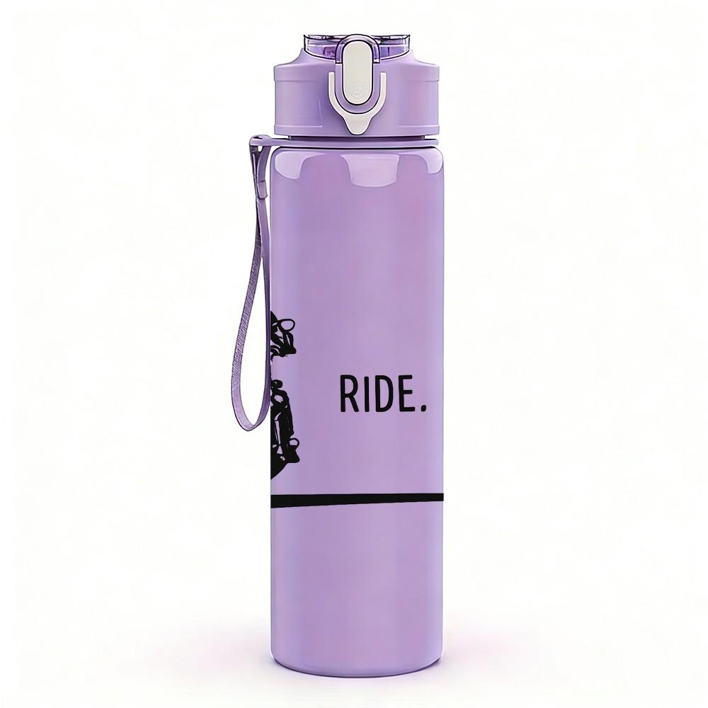 1PC Motorcycle Rider Silhouette Sport Print 750ml Color Plastic Sports Water Bottle Leakproof Flip Straw Lid Suitable for Sports Office Home Use