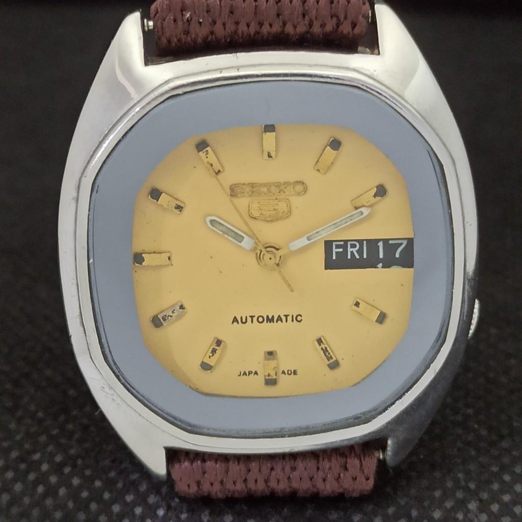 USED VINTAGE SEIKO 5 AUTOMATIC 7009A JAPAN MENS D/D BEIGE WATCH 550l-a298046-9 SKU550l-a298046