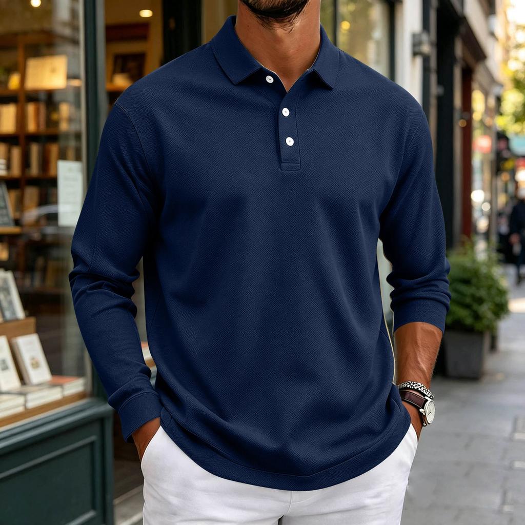 Herren Langarmhemd Button-Down-Kragen Farbe Entspannte Passform Lässig