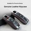 Für Porsche Taycan Cayenne Panamera 911 Macan 718 Boxster Cayman Echtes Leder Schlüsseletui Keycase Abdeckung Hülle Schlüsselanhänger Ersatz