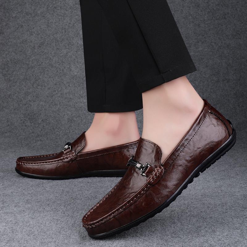 Flat bottomed business men's shoes Classic comfortable style Formal Evening Party And office Outdoor quality leather shoes Brown