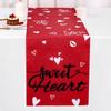 Valentine's Day Table Flag Polyester Sweet Heart Table Runner for Wedding Rose Home Kitchen Dining Table Decorations