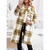 Ladies Casual Loose Long Sleeve Loose Single-breasted Button Plaid Long Coat