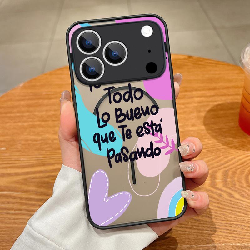 Thin Ring Magnetic For Magsafe Case For iPhone 17 Pro Max Case iPhone 16 15 14 13 Pro Max 17E Colorful Lucky Letter Hybrid TPU+PC Matte Cover iPhone 15 Pro Max