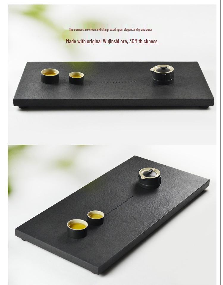 Wu Jin Shi Stone Tea Tray: Compact Gongfu Set with Drainage