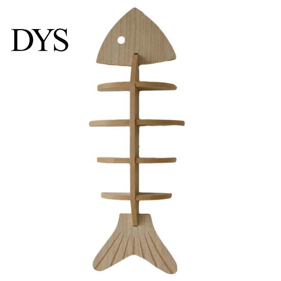 Small Apartment Space Saving Shelf Fish Bone Storage Rack, Wood Wall Mounted Floating Shelf, Ocean Style Bathroom Organizer for Aromatherapy