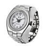 Stylish Alloy Silver Shell Ring Watch with Large & Small Numbers for Men & Women