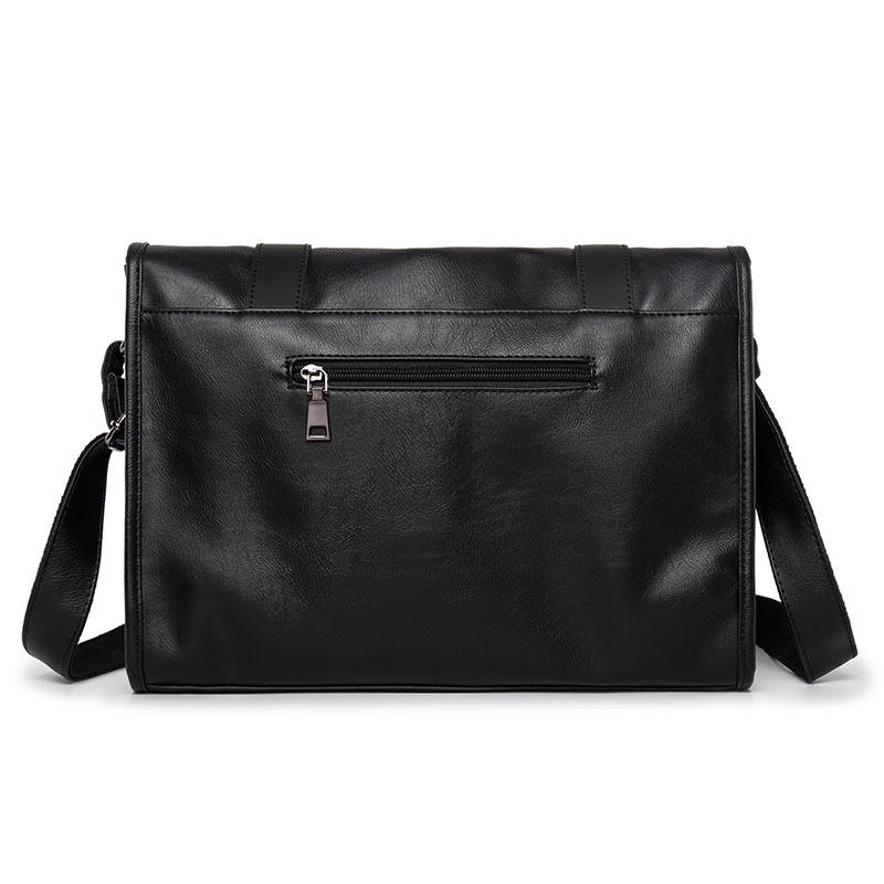 Bolsa Mensageiro de Couro Preto Vintage Bolsa Transversal Clássica para Homens