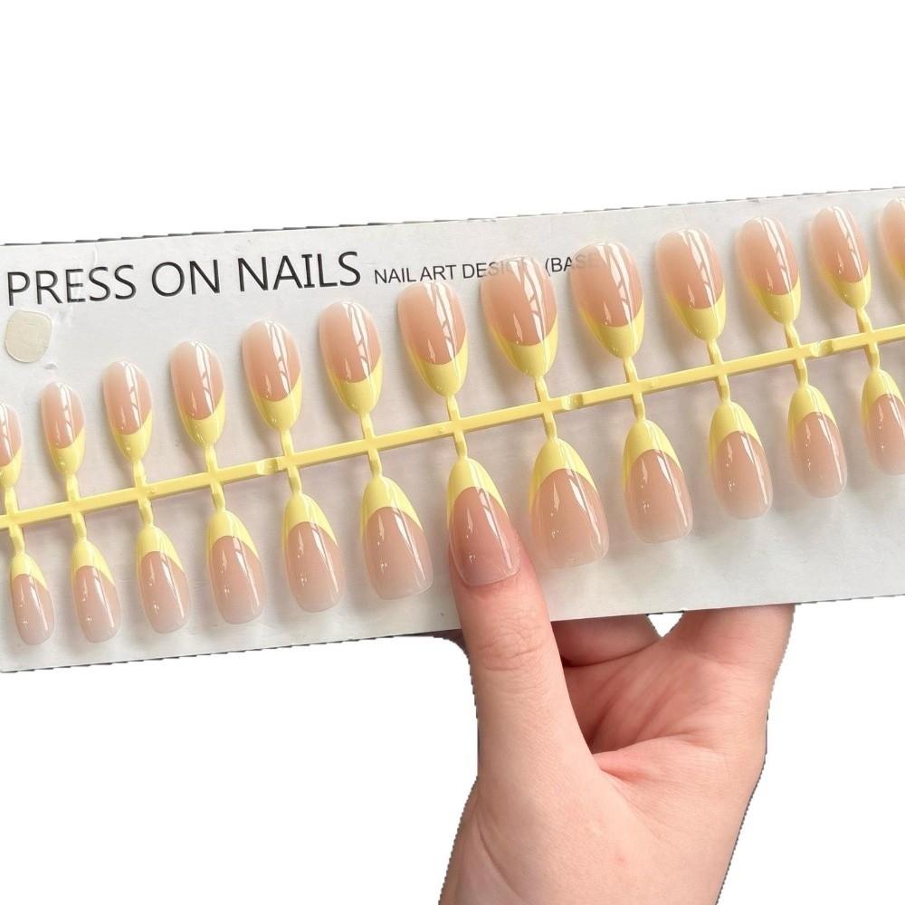 Mode 30 Stück Press-On-Nägel Mandelform Mittellange Falschnägel Matt Nude Glänzendes Finish Nagelspitzen Tägliches Tragen
