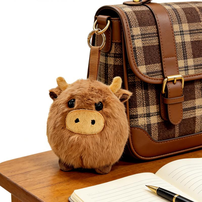10Cm Kawaii Brown Cow Plush Toys Keychain Bag Pendant Super Cute Animal Dolls Multifunctional Decorative Pendant Gifts For Child