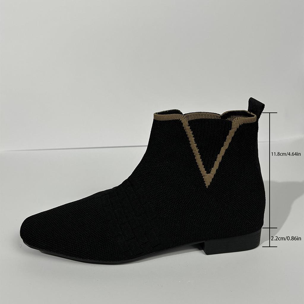 European and American Spring and Autumn Large Size Square Head Short Socks Boots Women's Cross-border Breathable Elastic Sleeve Thin Short Boots