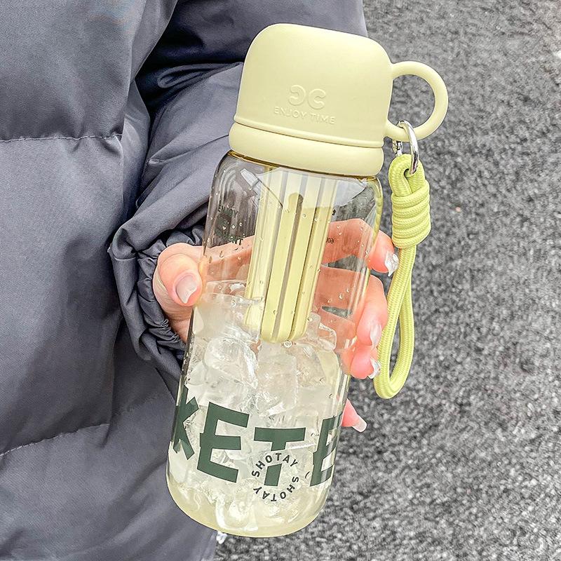 High-value water cup Boys and girls High temperature resistant straw cup Tea separation Tea cup Student sports kettle Single cup