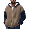 Men'S Winter Zipper Hooded Fleece Sweatshirt With Patch Pocket Casual Jacket