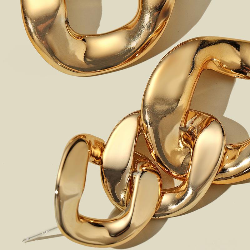 European & American Punk Style Women's CCB Chain Earrings - Retro & Simple Design