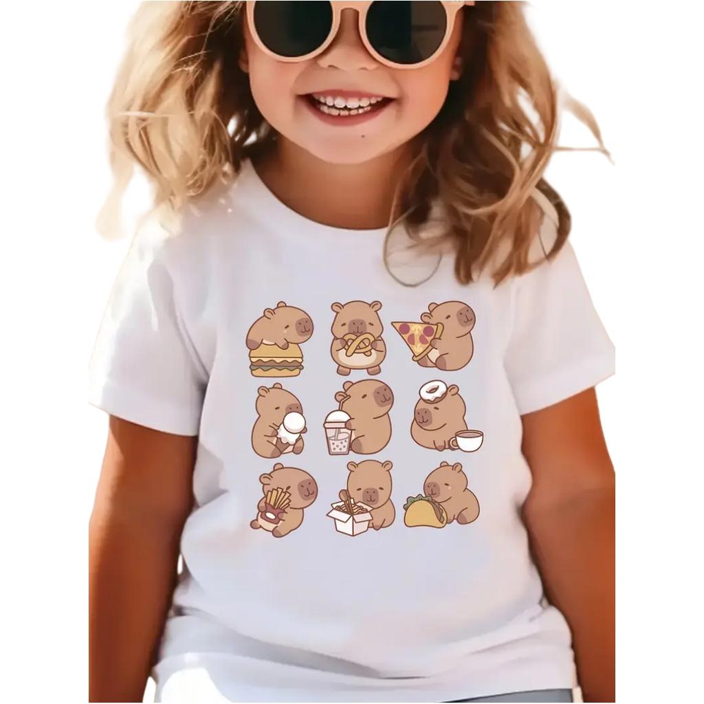 Pink Girl Top Kids Tshirt Toddler Summer Clothes Breathable Cute Boys Clothing Casual Short Sleeve Crew Neck Top Junior T-Shirt