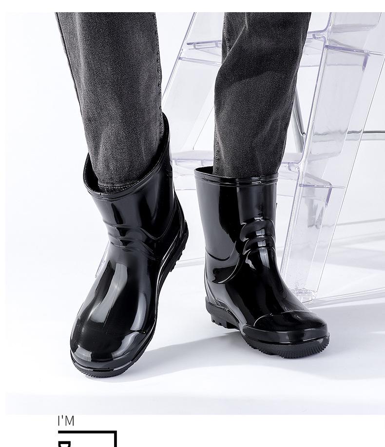 Men's Extra Large Waterproof Non-Slip Fishing Boots: Thick, Wear-Resistant, Warm, High-Cut Rain Boots