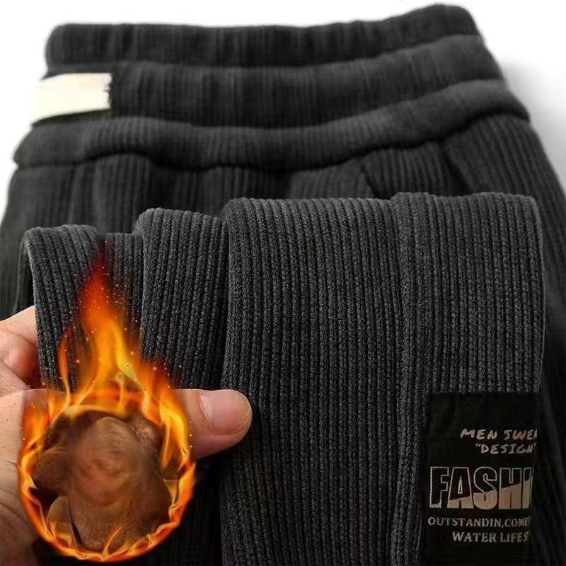 Corduroy Men's Thick Casual Pants Outdoor Warm Fashion Stretch Sports Pants Joggers Comfortable Bound Feet Sweatpants