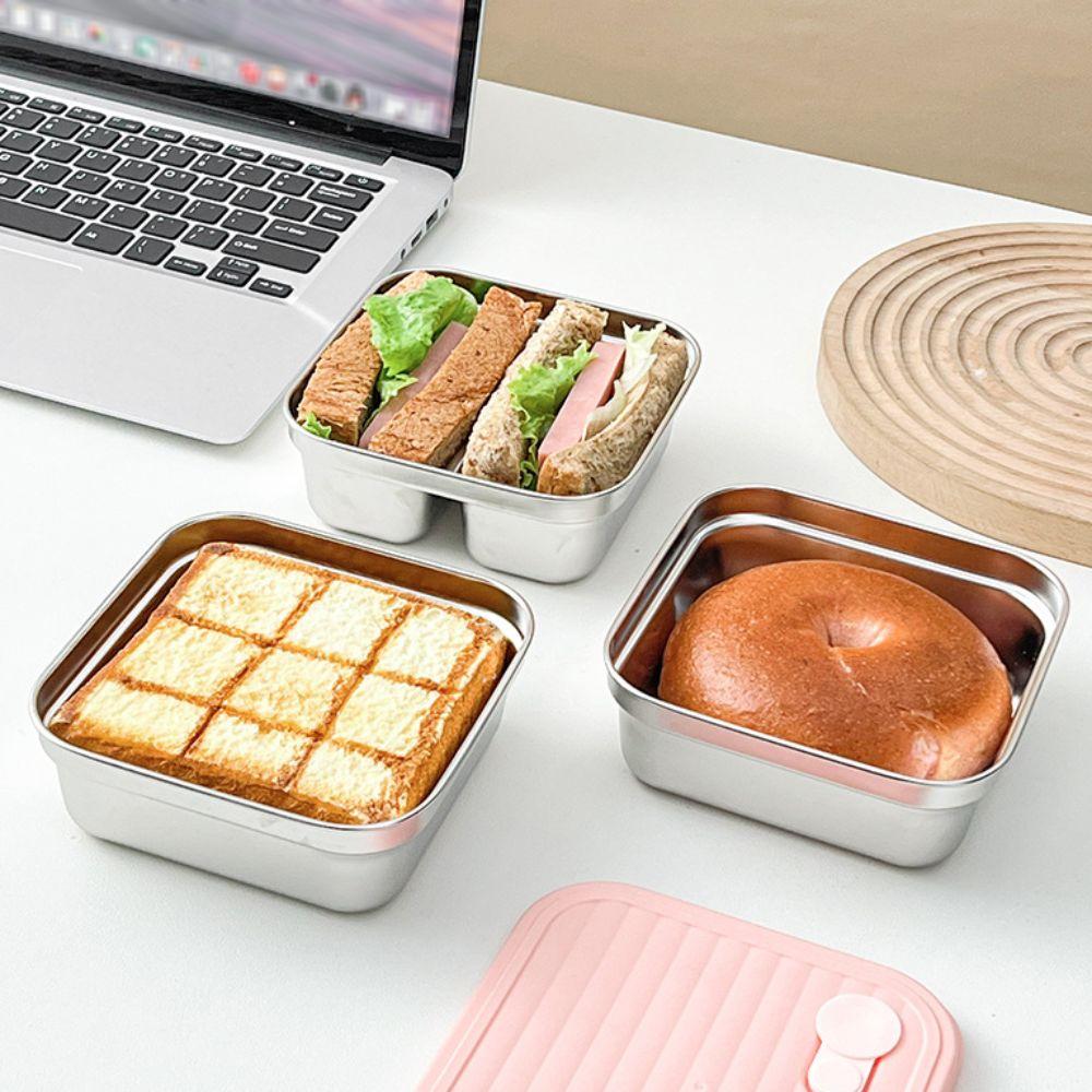 1/2 Grids Stainless Steel Lunch Box Leak Proof Salad Box Food Storage Container Refrigerator