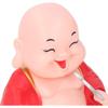 Walfront Solar Powered Figurine Nodding Smiling Buddha Maitreya Solar Buddha Statue Toy Little Monk Figurine Desktop Ornaments (Red)