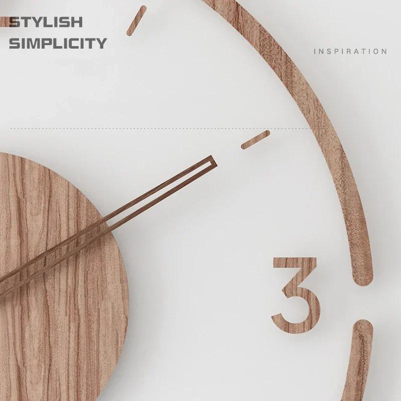 35cm Wall Clock Home Decor Solid Wood Creative Silent Quartz Clock Living Room Decoration Mute Nordic Wall Clock X-Space