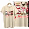 COOLMIND 100% cotton BEIGE cat print exclusive graphic women T shirt big size loose cotton cat lover women tshirt LOVELY cat tee