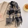 Autumn and winter new versatile scarf women's thickened woven thick beard fringed warm scarf imitation cashmere shawl