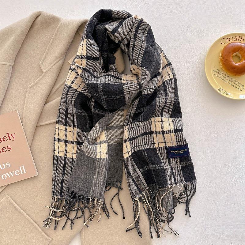Autumn and winter new versatile scarf women's thickened woven thick beard fringed warm scarf imitation cashmere shawl