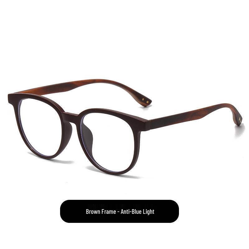 Retro Japanischer Stil Faux Holz Brille mit Schwarzen Rahmen für Männer & Frauen, Passform für großes Gesicht, Stärke 0