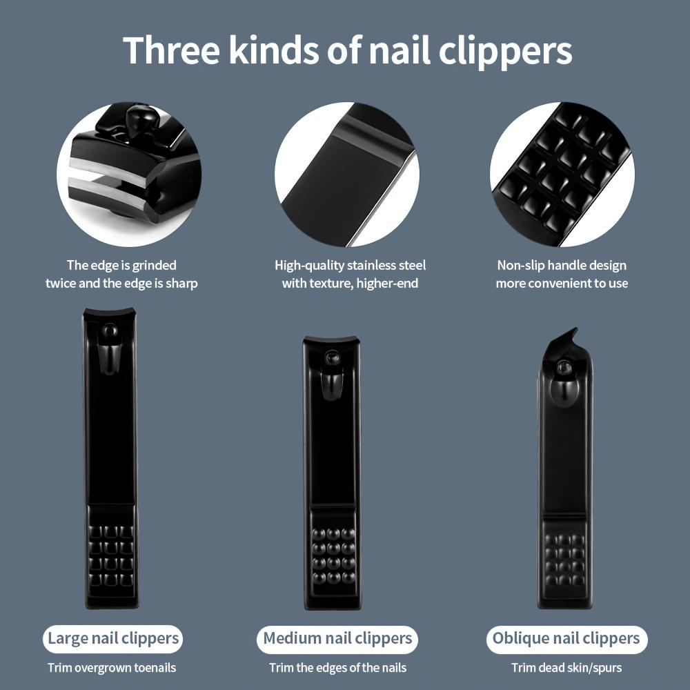 7/10/12/16/18Pcs Black Manicure Set Nail Clippers Hand Foot Face Care Stainless Steel Accessories Stainless Steel