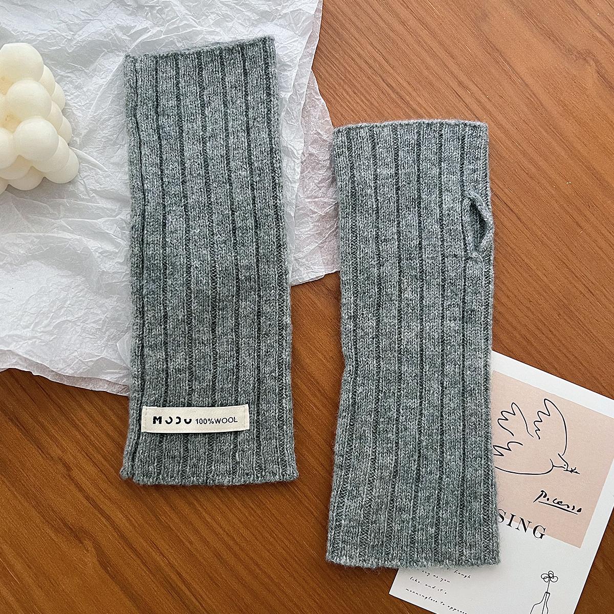 Wool Gloves Lady Touchscreen Finger Hole Winter Autumn Women Warm Wrist Length Classic Knitted Gloves Female Mitten One Size