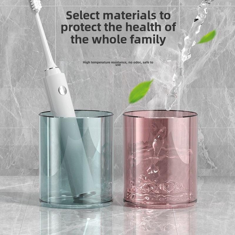 Wall Mount 2-in-1 Toothbrush Holder with Squeezer & Built-in Cup | No Drill Bathroom Organizer for 2-4 Brushes
