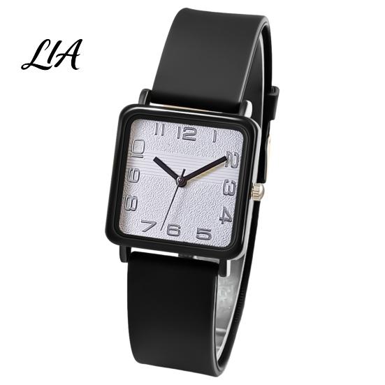 Women Casual Watch Square Dial Quartz for Women, Lady Wrist with Silicone Strap, Accurate Lightweight Wristwatch, Fashion Accessory