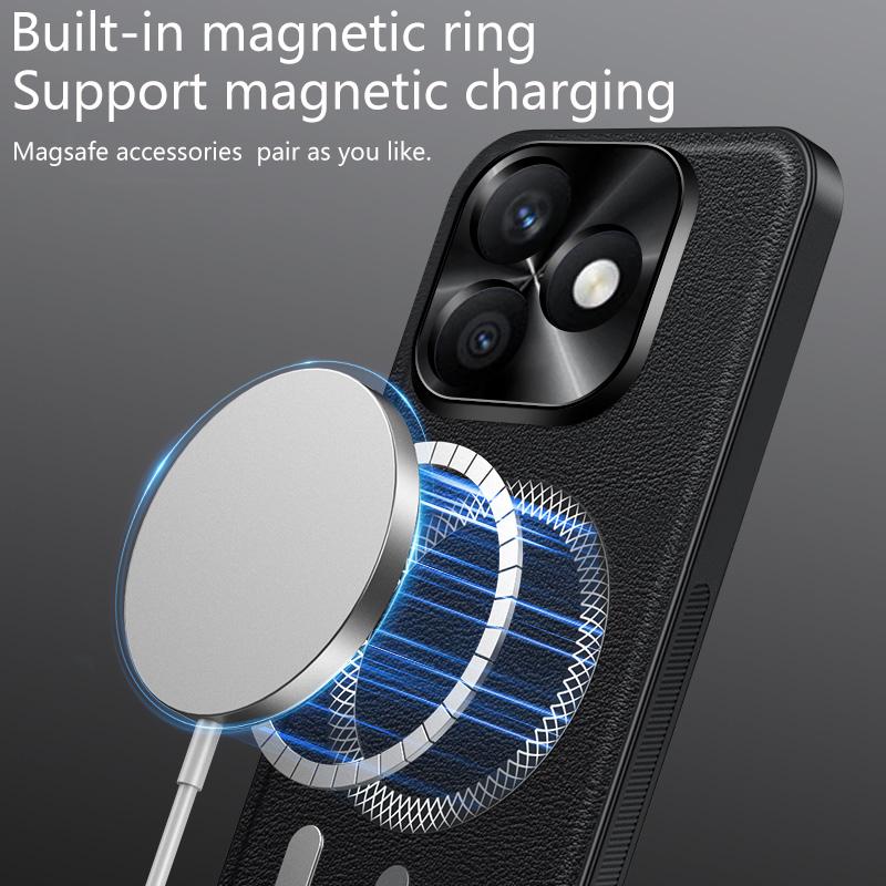 For Honor X8D Case Magnetic Elegant Leather Wear-Resistant Lens Fully Covered Non-Slip Grip Edge Cover Shell