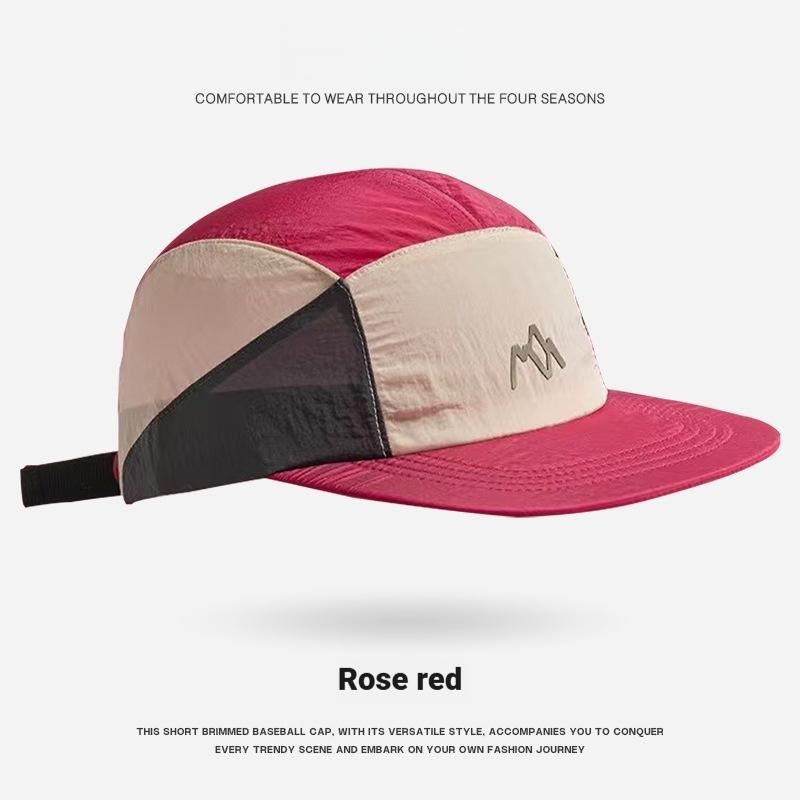

Unisex 5 Panel Cap Short Brim Baseball Cap Color Block Mountain Hat Outdoor Hiking Breathable Streetwear Casquette Men Women Adjustable